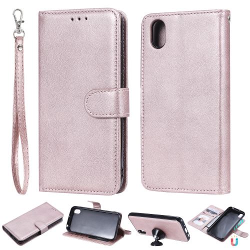 Etui en PU détachable magnétique 2 en 1 avec support rose pour votre Huawei Honor 8S/Y5 (2019)