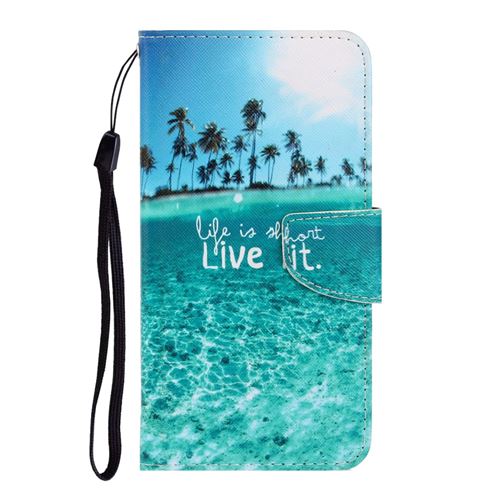 Etui en PU impression de motif magnétique avec support et sangle eau de mer pour votre Xiaomi Mi 10/10 Pro