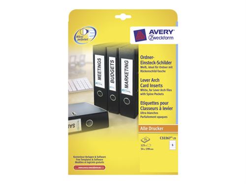 Avery Laser+ - étiquettes pour dossiers - 125 unités