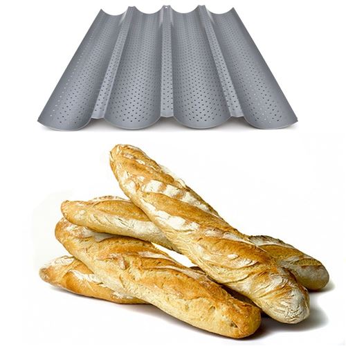 Plaque de Cuisson 4 Baguettes Moule 37cm Gris