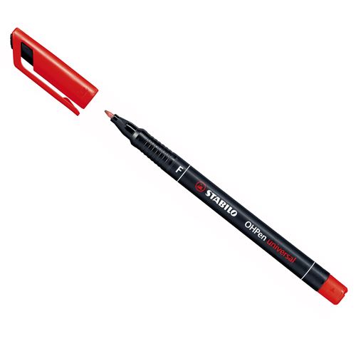 STABILO Lot de 3 Feutres pour films OHPen permanent pointe fine rouge