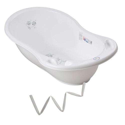 MonMobilierDesign Baignoire b&eacute;b&eacute; thermom&egrave;tre Blanc Owls 86 cm + Tuyau