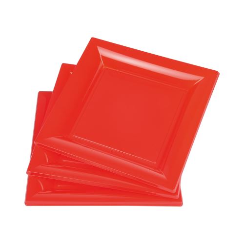 set 6 assiettes carrées ps 23cm - rouge