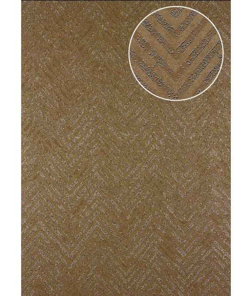 Papier peint à rayures Atlas 24C-5505-2 papier peint intissé texturé avec un dessin de chevrons et des accents métalliques brun beige argent 7,035 m2