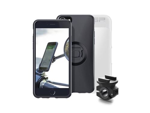 Pack complet SP-CONNECT Moto Bundle fixé sur rétroviseur iPhone 8/7/6S/6