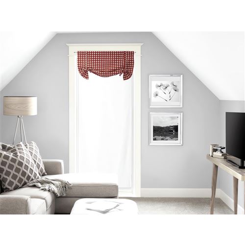 Voile porte fenêtre 70x200 cm VICHY rouge, en coton jacquard