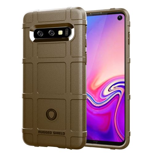 Coque en TPU grille carrée anti-chocs marron pour votre Samsung Galaxy S10