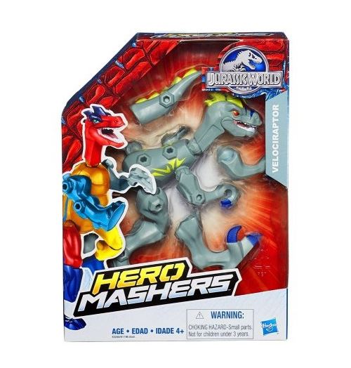 Hero mashers - figurine jurassic world velociraptor gris - dinosaures - hasbro dino
