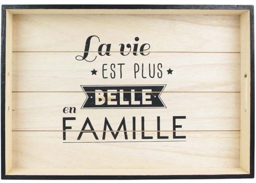 The Home Deco Factory - Plateau en bois La vie est plus belle en famille