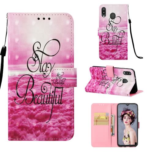 Etui en PU impression de motifs séjournez en beauté pour votre Samsung Galaxy M20