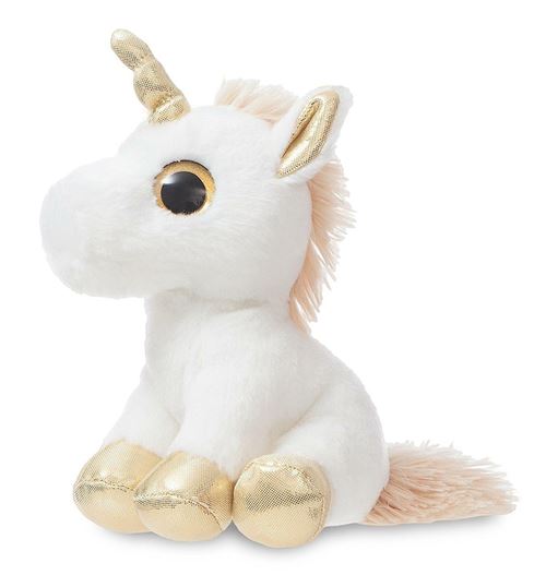 Aurora World 60836 Grattoir Sparkle Tales Twinkle Licorne Peluche, Doré, 17,8 cm