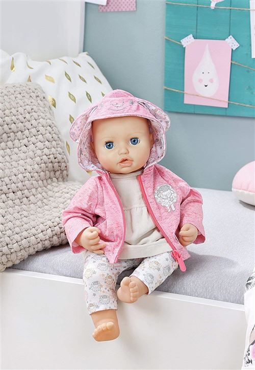 Baby Annabell Play Outfit - Pink Sheep Top with Blue Collar Version Anglaise