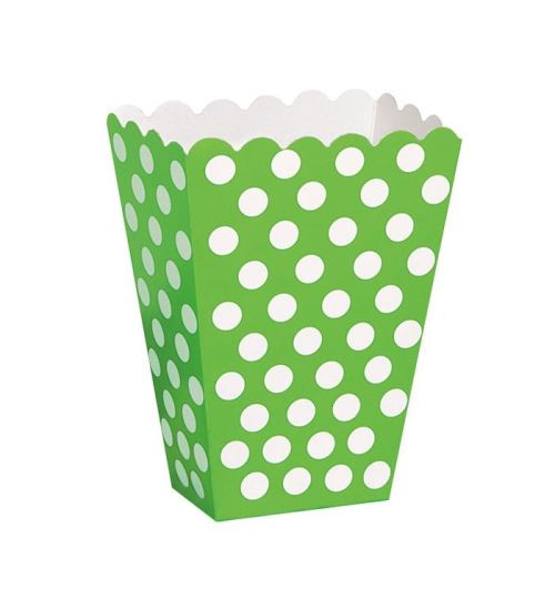 Unique boîtes de fête polkastip vert 14 x 9 cm 8 pièces