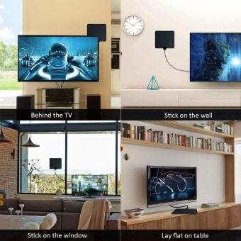 Antenne Tv Interieur Puissante 50 Mile Hdtv Avec Signal Amplificateur Booster Support 4k Hd Vhf Uhf Fm Adaptateur Tnt Achat Prix Fnac