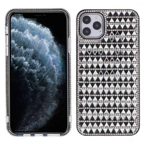 Coque en TPU triangle verre strass décor noir pour votre Apple iPhone 11 Pro Max 6.5 pouces