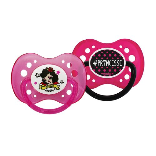Lot de 2 sucettes silicone Dodie girly A71 18 mois et plus