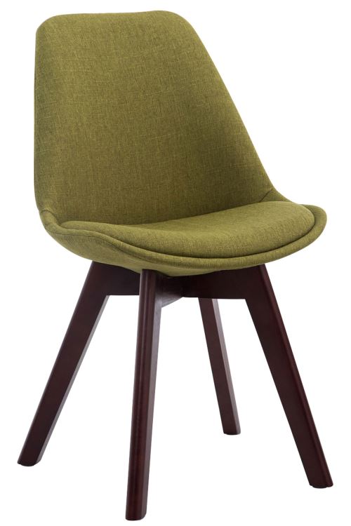 Chaise de Salle à manger Borneo V2 en Tissu - Style scandinave - Chaise Visiteur avec Piètement en Bois de Chêne Noyer - Couleur Vert