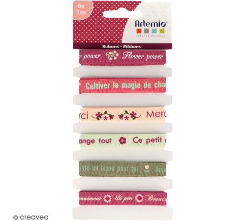 Rubans Artemio - Cultiver chaque instant - 1 cm x 1 m - 6 pcs