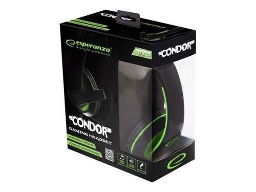 Esperanza EGH300 - Micro-casque - circum-aural - filaire - jack 3,5mm - isolation acoustique - vert