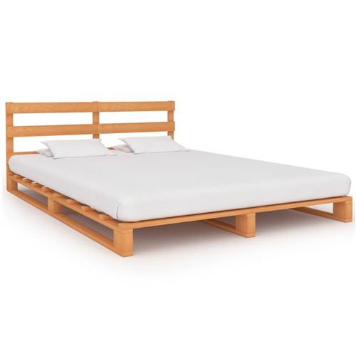 vidaXL Cadre de lit de palette Marron Bois de pin massif 120 x 200 cm