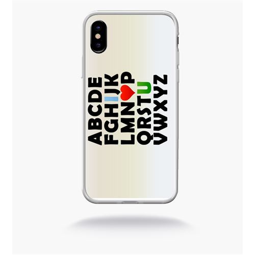 Coque abecedaire i love u compatible apple iphone x bord transparent