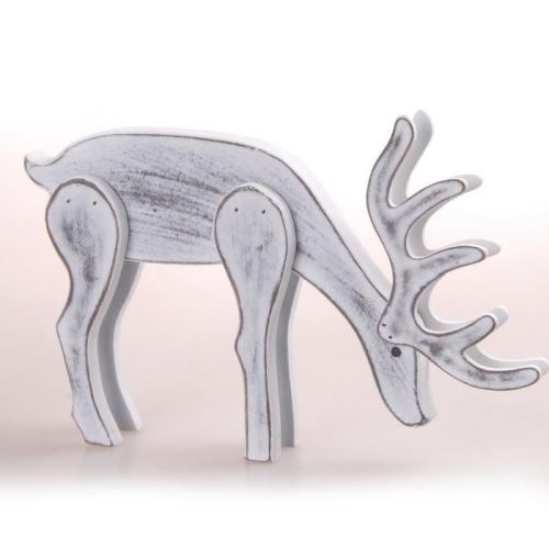 Renne debout - 31 x 17 cm - bois- blanc 5suj397bc