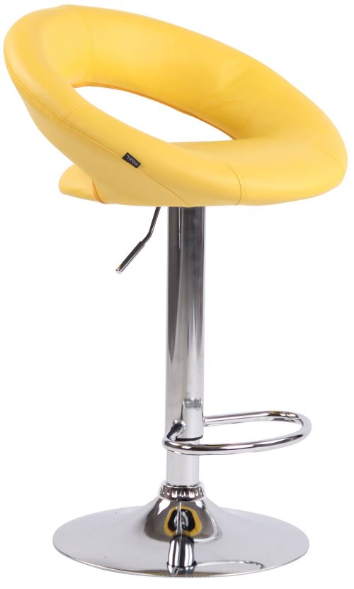 Tabouret de bar Olinda en Similicuir - Hauteur réglable - Pivotant - Piètement Métal chrome - Couleur Jaune