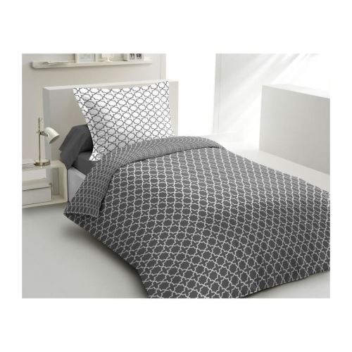 LOVELY HOME Parure de couette Coton ELLY - Anthracite - 140x200 cm