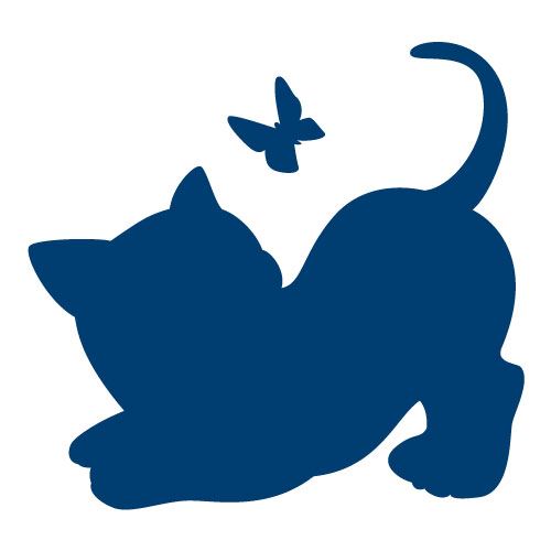 Sticker Interrupteur Chat Courbé - Dimensions 8,6 x 7 Cm - Bleu Cobalt - Mat - Adhésifs
