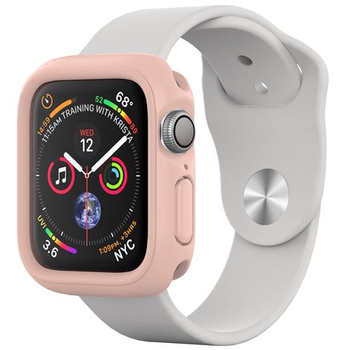 Coque Bumper CrashGuard NX RhinoShield pour Apple Watch Series 4 / 5 / 6 / SE - 44 mm Protection Fine Personnalisable - Rose Poudré