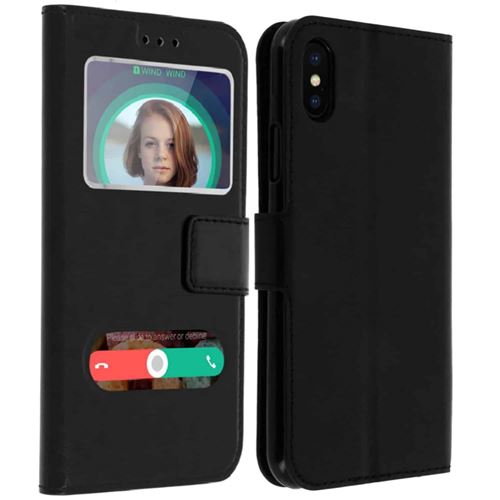 Etui double fenêtre pour iPhone X - Noir