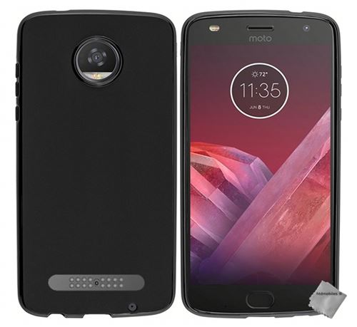 Housse etui coque pochette silicone gel fine pour Motorola Moto Z2 Force avec verre trempe - NOIR