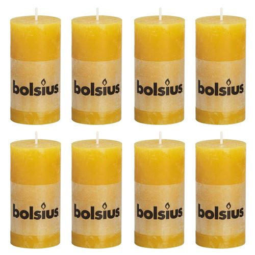Bolsius Bougies pilier rustiques 8 pcs 100x50 mm Jaune ocre