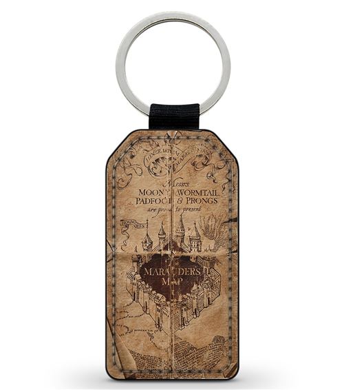 Porte-Cles Fifrelin Noir Simili Cuir Harry Potter La Carte du Maraudeur