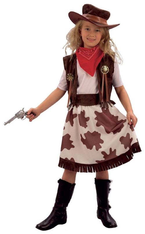 Déguisement cow girl enfant 10-12 ans (gilet, jupe, ceinture, bandana, chapeau)