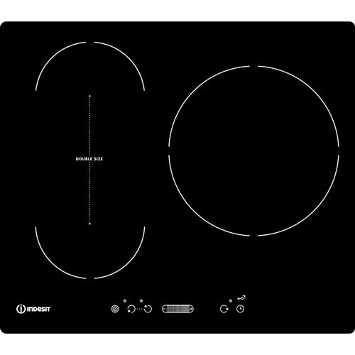 Indesit IVIS 631 BL F - Table de cuisson à induction - 3 plaques de cuisson - Niche - largeur : 56 cm - profondeur : 49 cm - noir - avec avant biseauté - noir