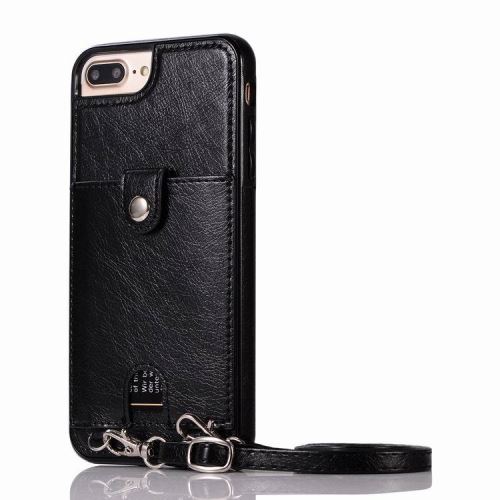 Coque en cuir multifonctionnel antidérapant avec dragonne pour Apple iPhone X/XS - Noir