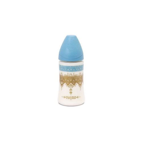 Suavinex - BIBERON ETHNIC 270ML SILICONE ROND 3V - TURQUOISE