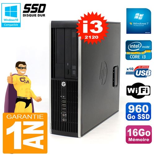 Pc hp compaq 8300 sff core i3-2120 ram 16go disque 960go ssd graveur dvd wifi w7 État correct - Hewlett-Packard reconditionné disponible sur Fnac