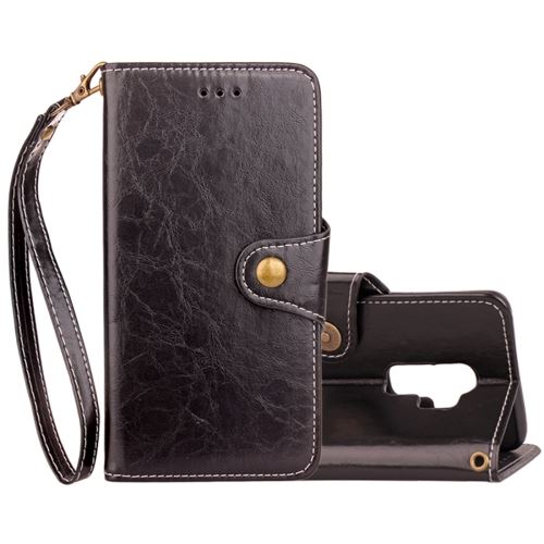 Galaxy S9 Plus Housse Etui Cuir PU Effet Peau rétro Noir ALS53046