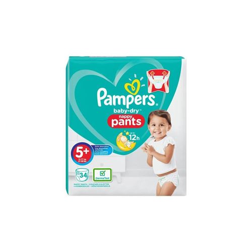 Pampers Baby Dry Pants Taille 5+, 12-17 Kg, 34 Couches Culottes