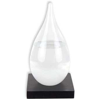 FISHTEC - Baromètre Fitzroy verre goutte base bois - prévisions météo décoratif - 1
