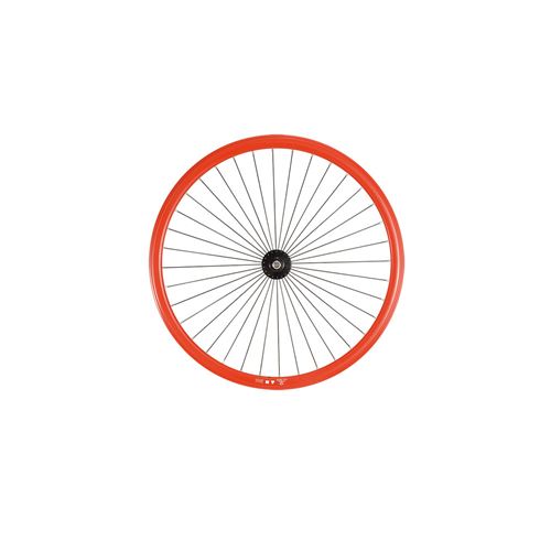 Roue fixie 700 av ecrou axe plein jante rouge mach1 430. moyeu noir 32t