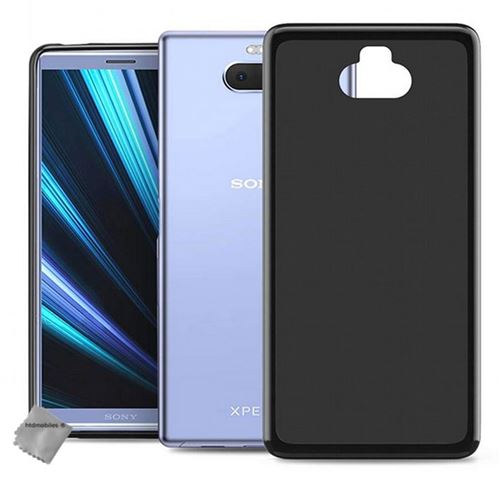 Housse etui coque pochette silicone gel fine pour Sony Xperia 10 avec film ecran - NOIR