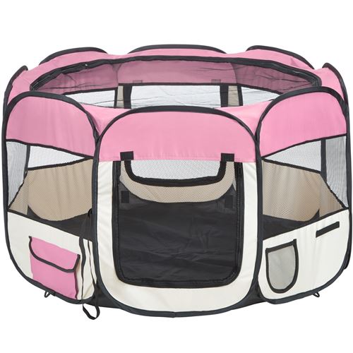 Meilleurs prix pour TecTake Parc à chiots 115 x 115 x 64 cm - rose