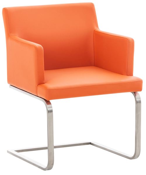 Chaise de salle à manger Aberford Similicuir , Orange/Acier inoxydable