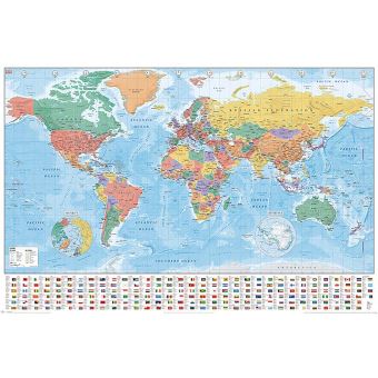 Carte Du Monde Avec Les Drapeaux De Tous Les Pays 61 X 915cm