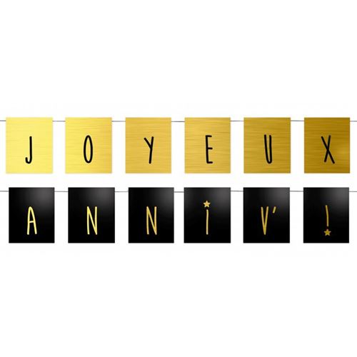 2 guirlandes anniv' noir or 1,20m