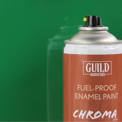 Peinture Chroma Gloss Enamel (résistant Carburant) Vert (400ml Aerosol) - Guild Materials