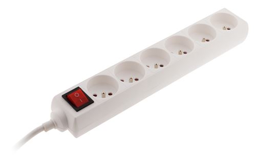 Zenitech Blanc - Bloc Multiprise 6 Prises 16A 2P+T Interrupteur